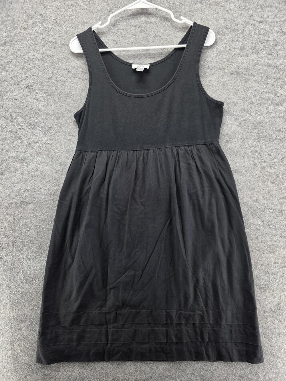 Ann Taylor LOFT Dress Womens Small Black Sleeveless Fit Flare 100% Cotton Casual